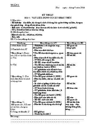 Giáo án Kỹ thuật Lớp 4 - Chương trình cả năm