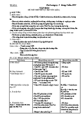 Giáo án Lớp 1 - Tuần 1 - Bản 3 cột chuẩn kiến thức