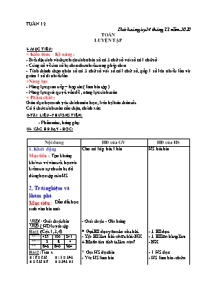 Giáo án Lớp 3 - Tuần 12 - Bản 3 cột chuẩn kiến thứ