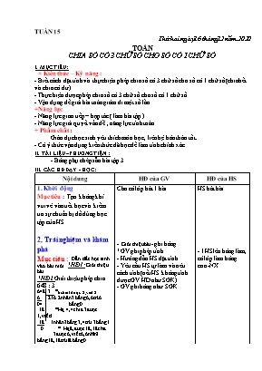 Giáo án Lớp 3 - Tuần 15 - Bản 3 cột chuẩn kiến thức