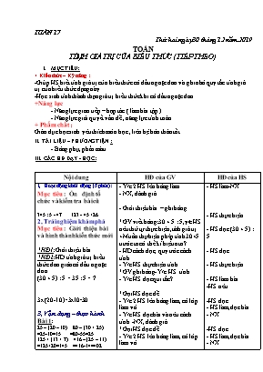 Giáo án Lớp 3 - Tuần 17 - Bản 3 cột chuẩn kiến thức