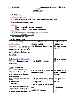 Giáo án Lớp 3 - Tuần 22 - Bản 3 cột chuẩn kiến thức