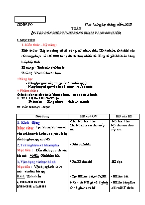 Giáo án Lớp 3 - Tuần 34 - Bản 3 cột chuẩn kiến thức