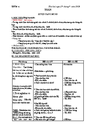 Giáo án Lớp 3 - Tuần 4 - Bản 3 cột chuẩn kiến thức