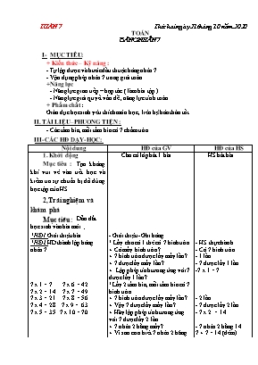 Giáo án Lớp 3 - Tuần 7 - Bản 3 cột chuẩn kiến thức