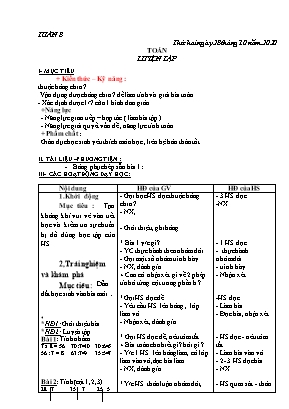 Giáo án Lớp 3 - Tuần 8 - Bản 3 cột chuẩn kiến thức