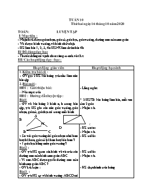 Giáo án Lớp 4 - Tuần 10 - Bản 2 cột