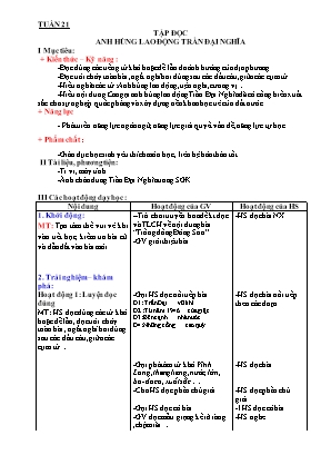 Giáo án Lớp 4 - Tuần 21 - Bản mới