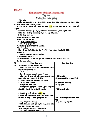 Giáo án Lớp 4 - Tuần 5 - Bản 3 cột chuẩn kiến thức