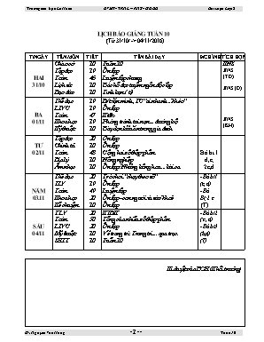 Giáo án Lớp 5 - Tuần 10 - Nguyễn Văn Hùng