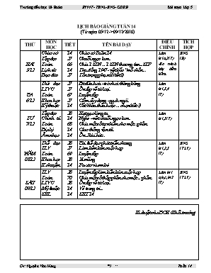 Giáo án Lớp 5 - Tuần 14 - Nguyễn Văn Hùng