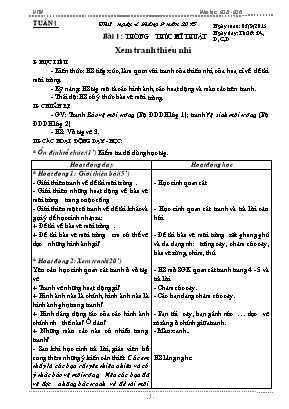 Giáo án Mĩ thuật Lớp 3 - Học kì I