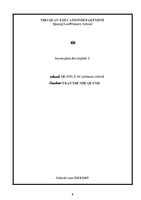 Giáo án Tiếng Anh Lớp 3 - Trần Thị Như Quỳnh