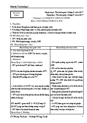 Giáo án Tin học Lớp 3 - Chương trình cả năm - Phùng Thị Xuân