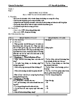 Giáo án Tin học Lớp 4 - Chương trình cả năm - Nguyễn Quốc Đăng