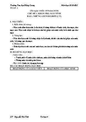 Giáo án Tin học Lớp 4 - Tuần 1 - Nguyễn Văn Tình