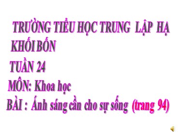 Bài giảng Khoa học Lớp 4 - Bài 24: Ánh sáng cần cho sự sống - Trường Tiểu học Trung Lập Hạ