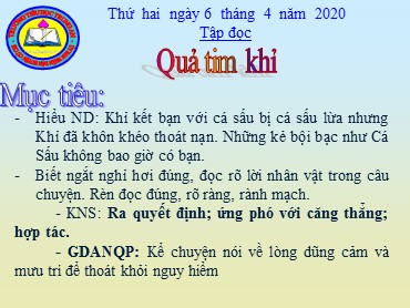 Bài giảng Tiếng Việt Lớp 2 - Tập đọc: Quả tim khỉ - Năm học 2019-2020 - Trường Tiểu học Trung An