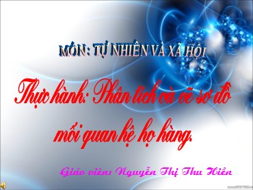 Bài giảng Tự nhiên xã hội Lớp 3 - Bài: Thực hành phân tích và vẽ sơ đồ mối quan hệ họ hàng - Nguyễn Thị Thu Hiền