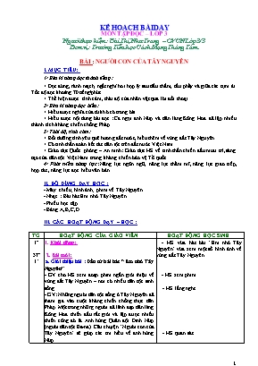 Giáo án Tiếng Việt Lớp 3 - Tập đọc: Người con của Tây Nguyên - Bùi Thị Như Trang