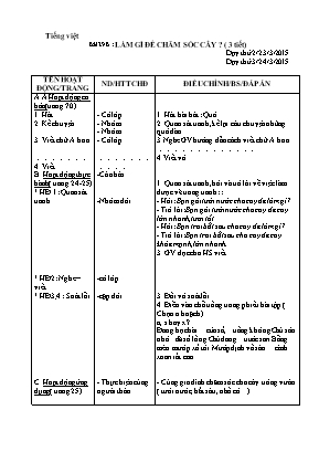 Giáo án Toán+Tiếng Việt Lớp 2 - Tuần 29 - Năm học 2014-2015