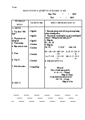 Giáo án tổng hợp Lớp 2 - Tuần 35- Năm học 2014-2015