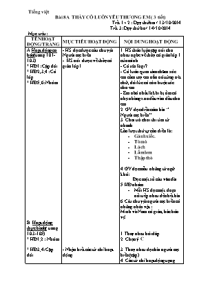 Giáo án tổng hợp Lớp 2 - Tuần 8 - Năm học 2014-2015