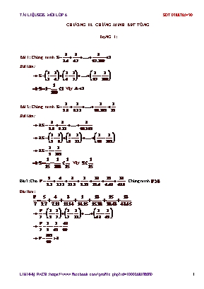 Bài tập Bồi dưỡng học sinh giỏi Toán 6 - Chương III: Chứng minh bất đẳng thức tổng