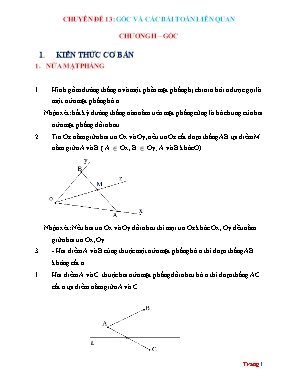 Bài tập Bồi dưỡng học sinh giỏi Toán 6 - Chuyên đề 13: Góc và các bài toán liên quan
