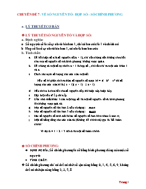 Bài tập Bồi dưỡng học sinh giỏi Toán 6 - Chuyên đề 7: Về số nguyên tố, hợp số, số chính phương