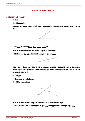 Bài tập trắc nghiệm Toán 6 - Chuyên đề: Góc