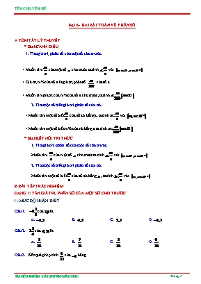 Bài tập trắc nghiệm Toán 6 - Hai bài toán về phân số