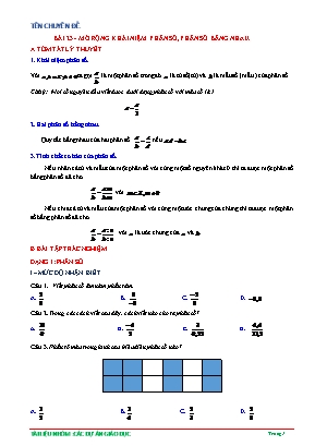 Bài tập trắc nghiệm Toán 6 - Mở rộng khái niệm phân số, phân số bằng nhau