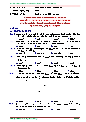 Câu hỏi ôn tập Toán 6 - Giải quyết được một số vấn đề thực tiễn (đơn giản, quen thuộc) gắn với việc tính chu vi và diện tích của các hình đặc biệt nói trên (ví dụ: Tính chu vi hoặc diện tích của một số đối tượng có dạng đặc biệt nói trên,