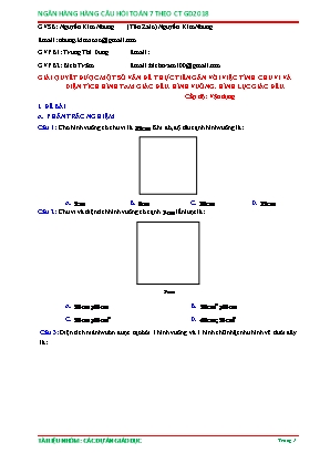 Câu hỏi ôn tập Toán 6 - Giải quyết được một số vấn đề thực tiễn gắn với việc tính chu vi và diện tích hình tam giác đêu, hình vuông, hình lục giác đều