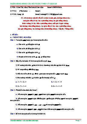 Câu hỏi ôn tập Toán 6 - Mô tả được một số yếu tố cơ bản (cạnh, góc, đường chéo) của: Tam giác đều, hình vuông, lục giác đều