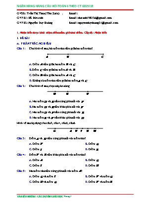 Câu hỏi ôn tập Toán 6 - Nhận biết được khái niệm điểm nằm giữa hai điểm