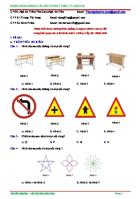 Câu hỏi ôn tập Toán 6 - Nhận biết được những hình phẳng trong tự nhiên có trục đối xứng (khi quan sát trên hình ảnh 2 chiều)