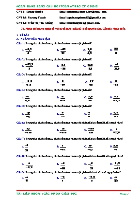 Câu hỏi ôn tập Toán 6 - Nhận biết được phân số với tử số hoặc mẫu số là số nguyên âm