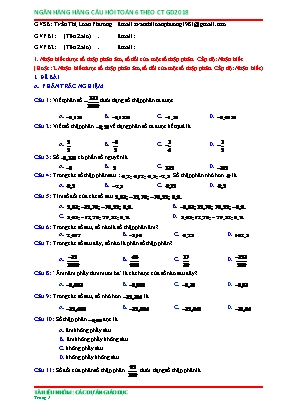 Câu hỏi ôn tập Toán 6 - Nhận biết được số thập phân âm, số đối của một số thập phân