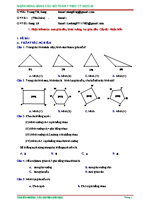 Câu hỏi ôn tập Toán 6 - Nhận biết được tam giác đều, hình vuông, lục giác đều