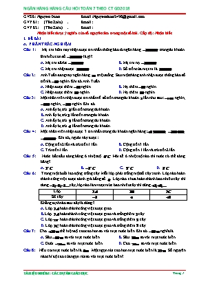 Câu hỏi ôn tập Toán 6 - Nhận biết được ý nghĩa của số nguyên âm trong một số bài