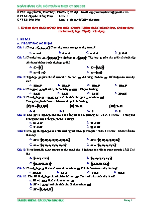 Câu hỏi ôn tập Toán 6 - Sử dụng được thuật ngữ tập hợp, phần tử thuộc (không thuộc) một tập hợp, sử dụng được cách cho tập hợp