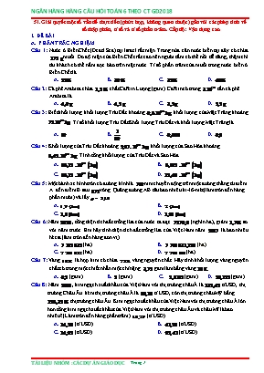 Câu hỏi ôn tập Toán 6 theo Chương trình GDPT 2018 - Giải quyết một số vấn đề thực tiễn (phức hợp, không quen thuộc) gắn với các phép tính về số thập phân, tỉ số và tỉ số phần trăm