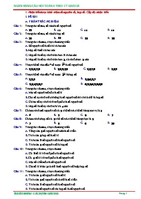 Câu hỏi ôn tập Toán 6 theo Chương trình GDPT 2018 - Nhận biết được khái niệm số nguyên tố, hợp số