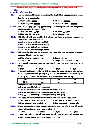 Câu hỏi ôn tập Toán 6 theo Chương trình GDPT 2018 - Nhận biết được ý nghĩa của số nguyên âm trong một số bài