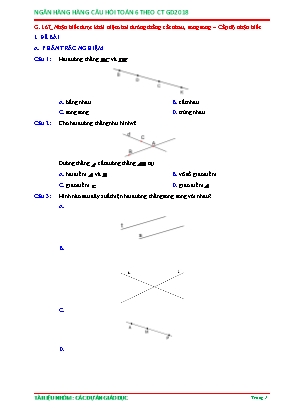 Câu hỏi ôn tập Toán 6 theo Chương trình GDPT 2018 - Nhận biết được khái niệm hai đường thẳng cắt nhau, song song