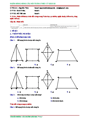 Câu hỏi ôn tập Toán 6 theo Chương trình GDPT 2018 - Nhận biết được tính đối xứng trong Toán học, tự nhiên, nghệ thuật, kiến trúc, công nghệ chế tạo