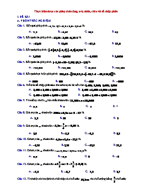 Câu hỏi ôn tập Toán 6 theo Chương trình GDPT 2018 - Thực hiện được các phép tính cộng, trừ, nhân, chia với số thập phân