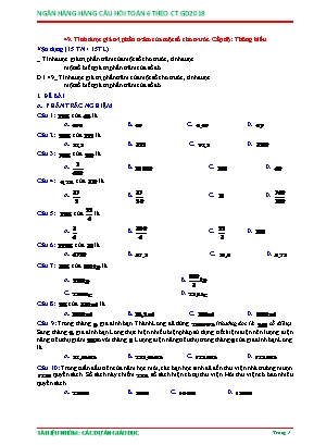 Câu hỏi ôn tập Toán 6 theo Chương trình GDPT 2018 - Tính được giá trị phần trăm của một số cho trước